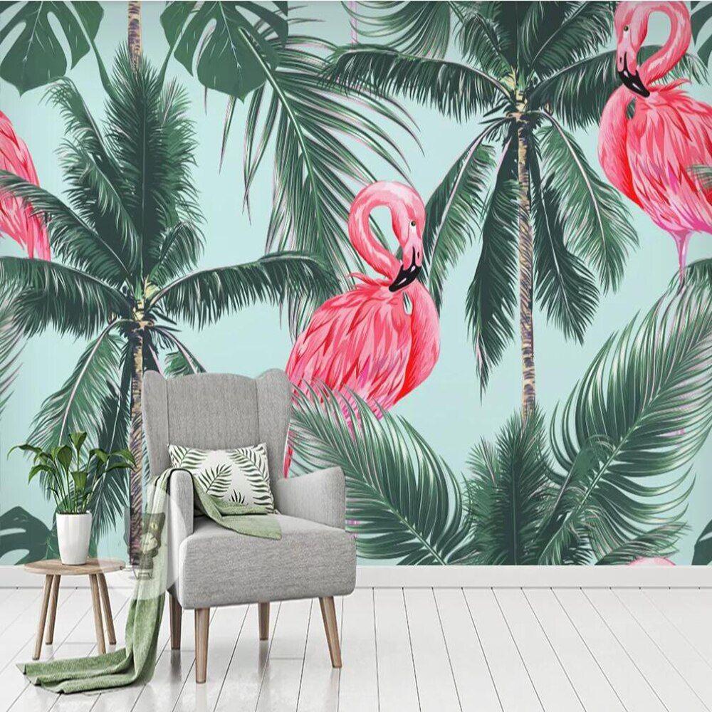 1000x1000 Milofi custom photo wallpaper flamingo tropical tree plant background wall decoration mural wallpaper. Wallpaper