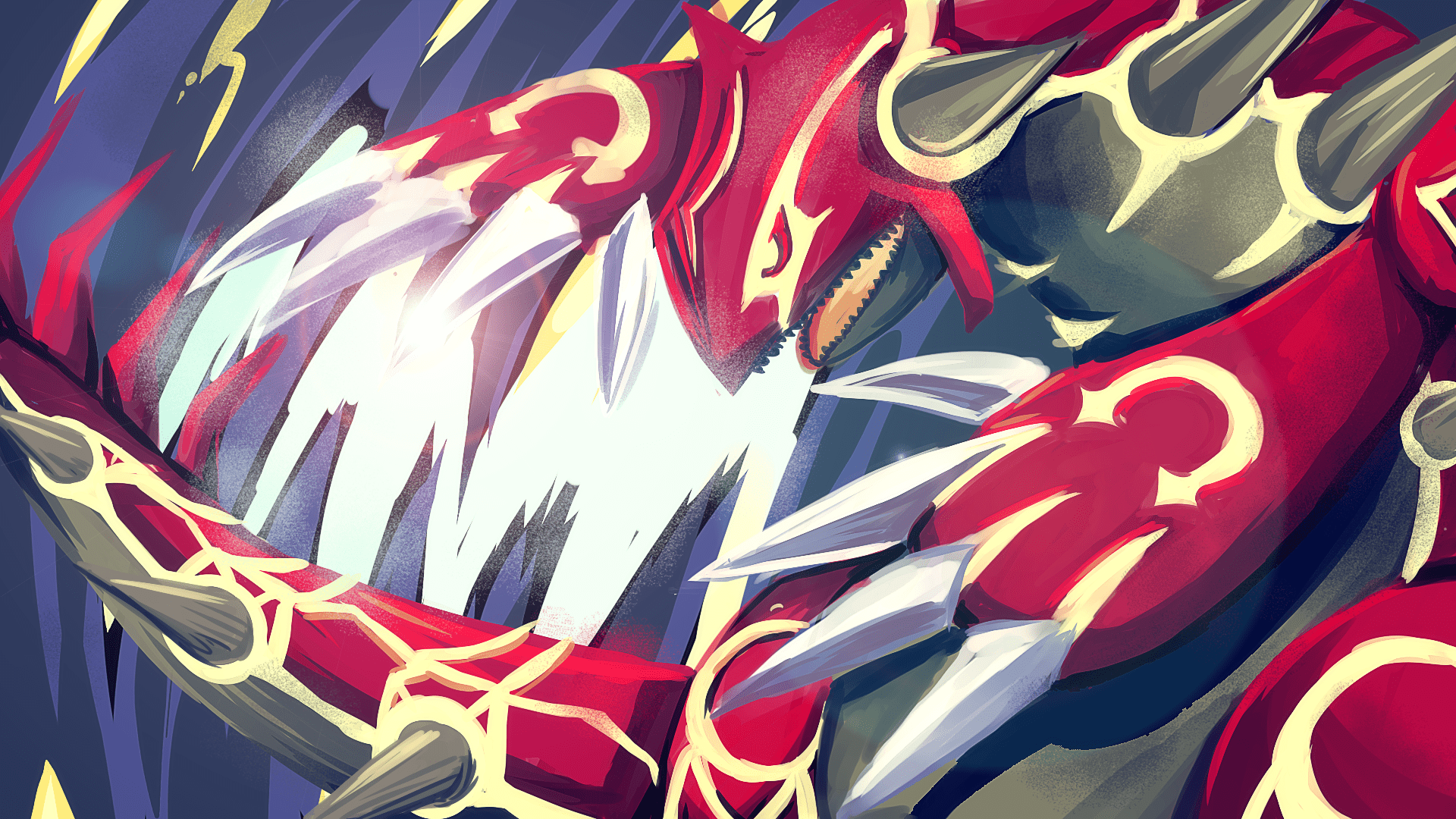1920x1080 kyogre, groudon, and primal groudon (pokemon) drawn