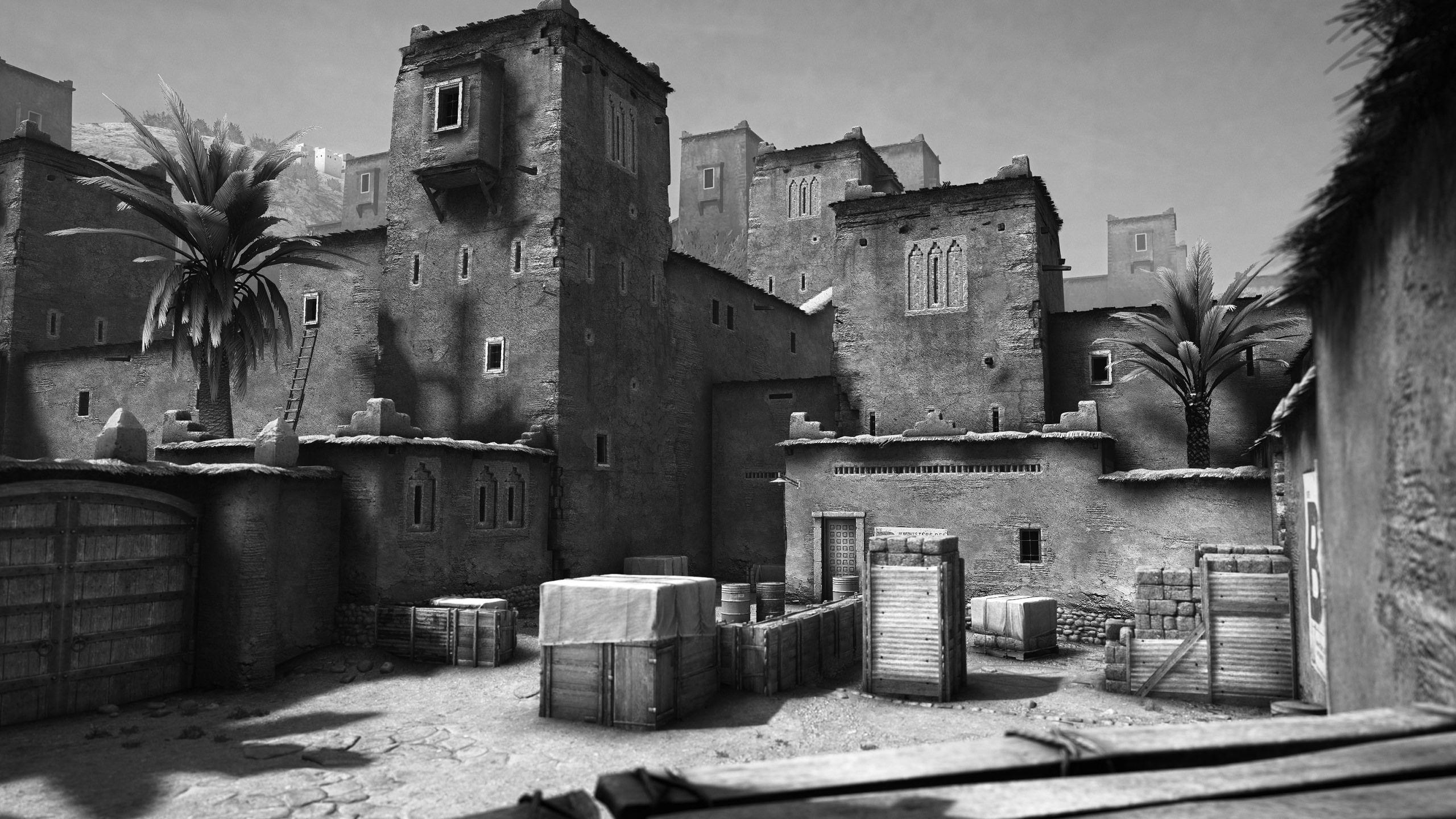 2560x1440 Black and White Wallpaper of New Dust 2
