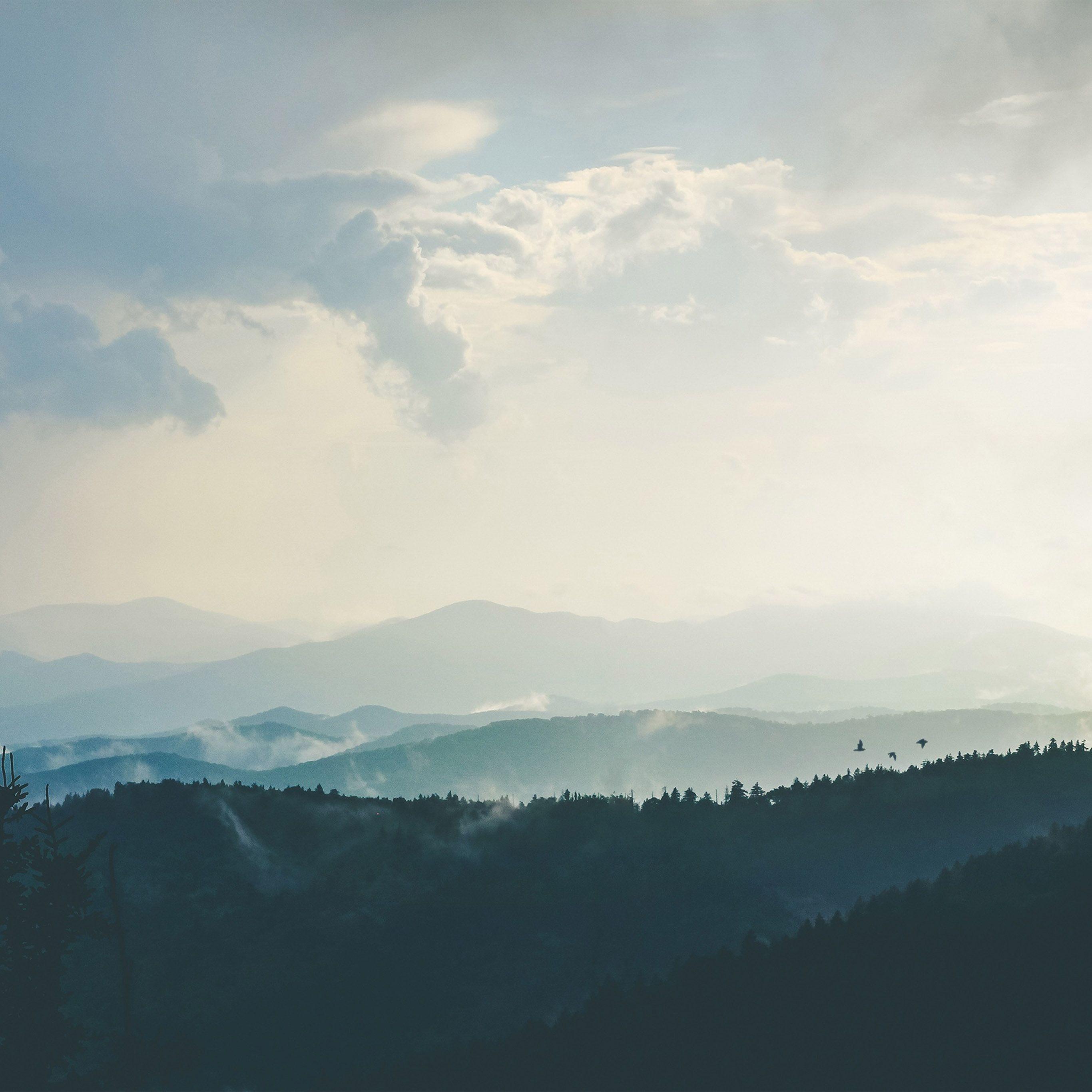 2732x2732 Mountain Morning Sky Bird Blue Nature Wallpaper