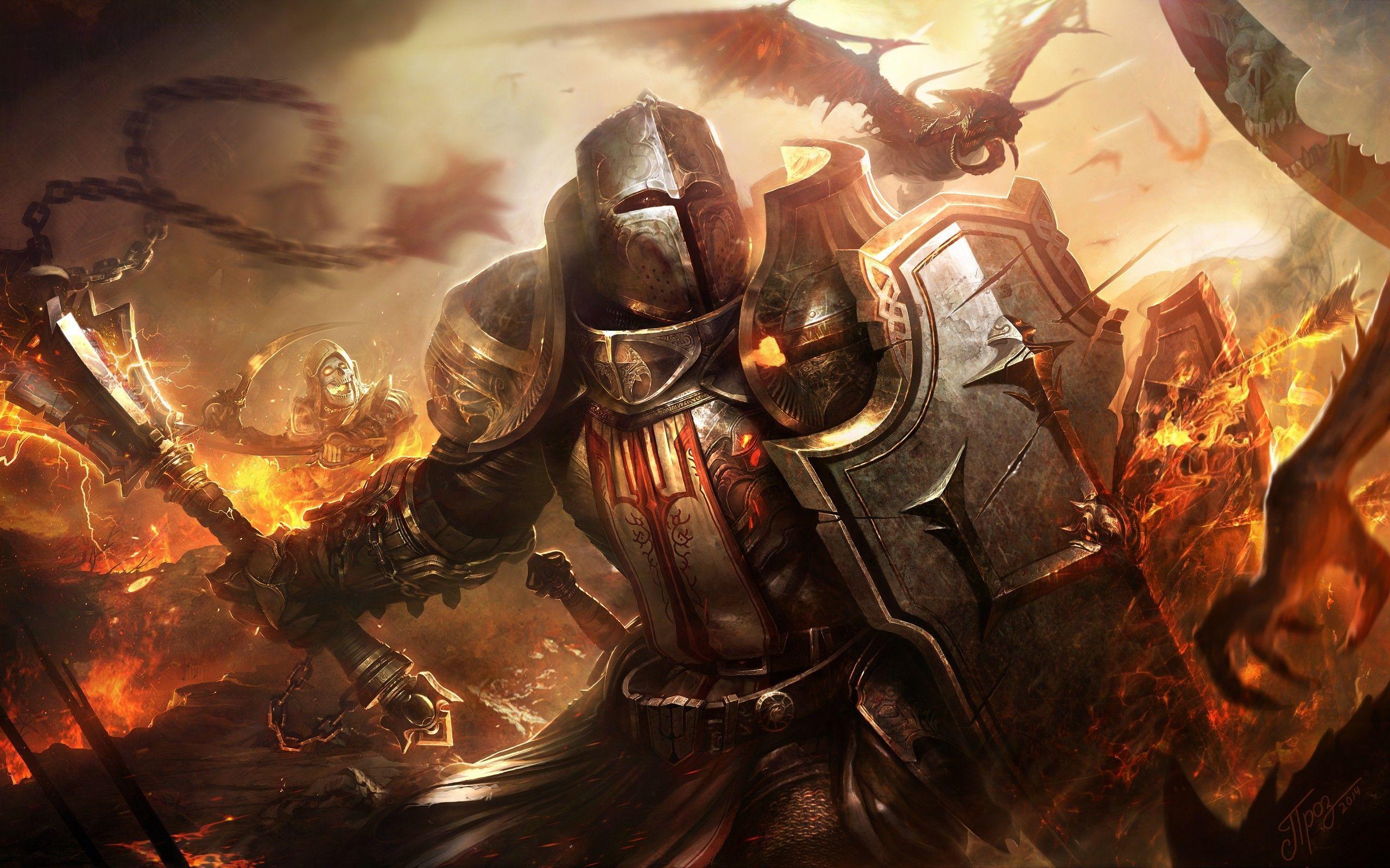 2560x1600 warrior, Shields, Dragon, Skeleton Wallpaper HD / Desktop and Mobile Background