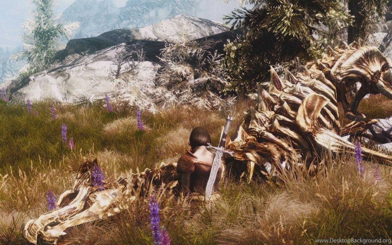 1280x800 Download 1280x1024 Skyrim Dragon Skeleton Wallpaper Desktop Background