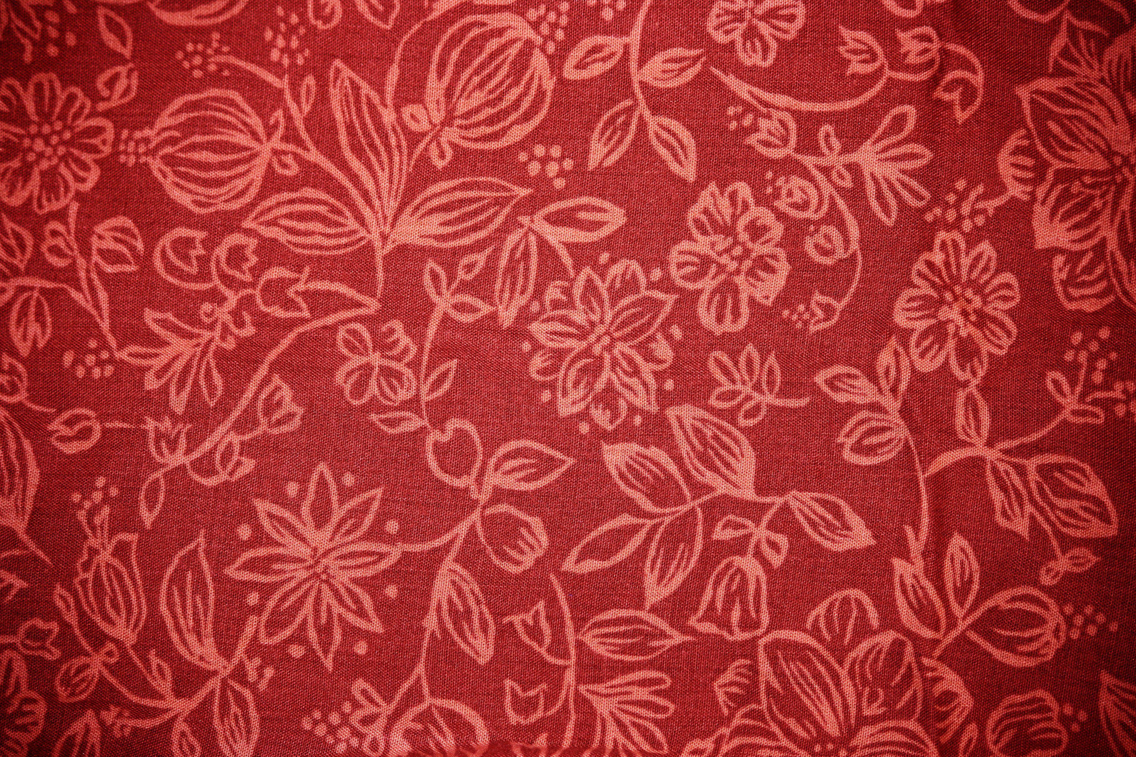 3888x2592 Red Fabric with Floral Pattern Texture Picture. Free Photograph. Photo Public Domain