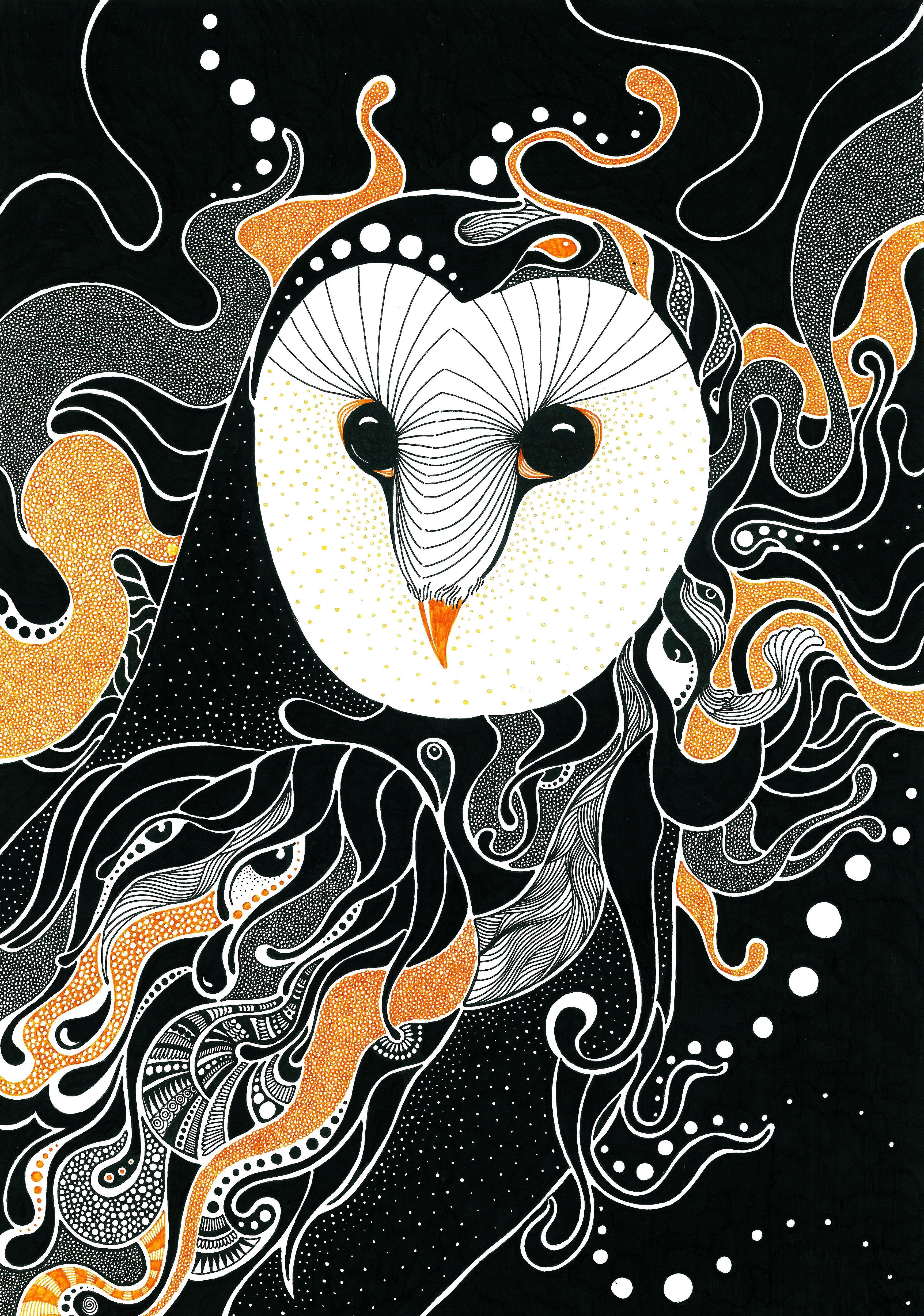 3452x4920 Psychedelic owl drawing #trippy. Owls drawing, Animal art, Drawings
