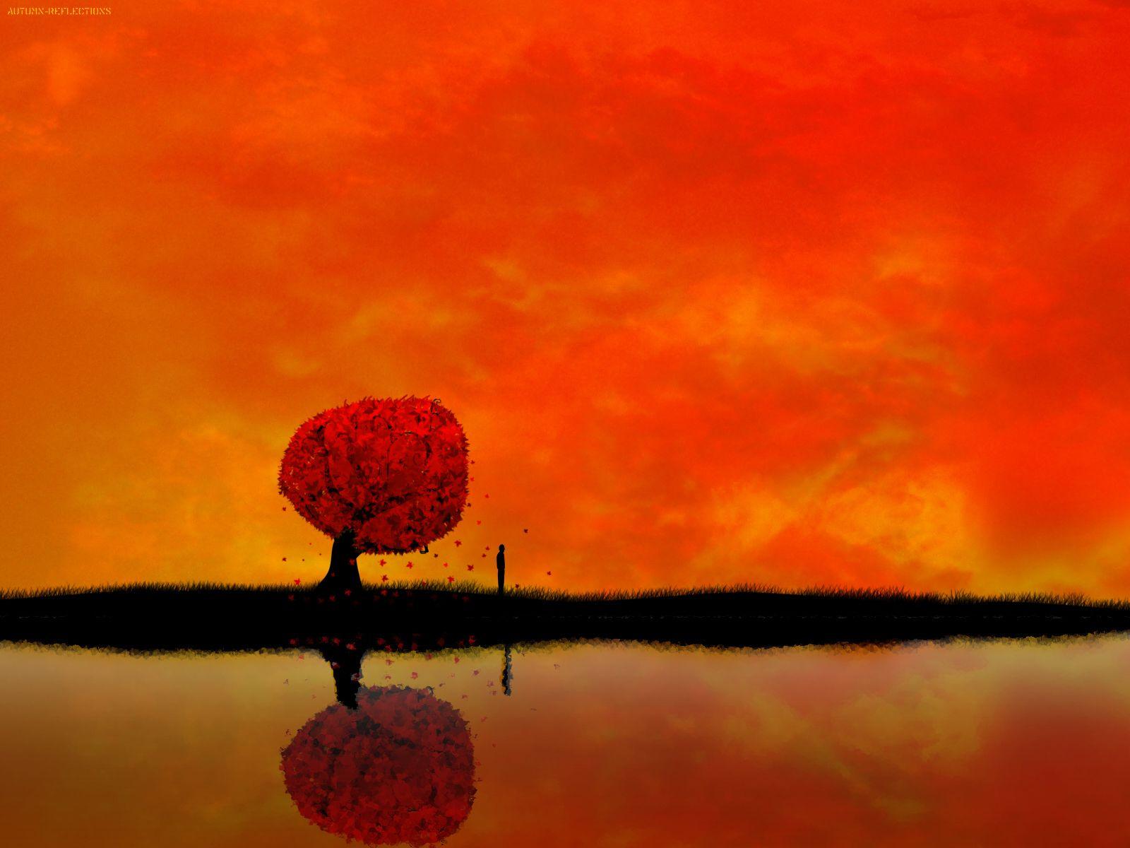 1600x1200 Orange Sky Landscape Drawing Wallpaperx1200