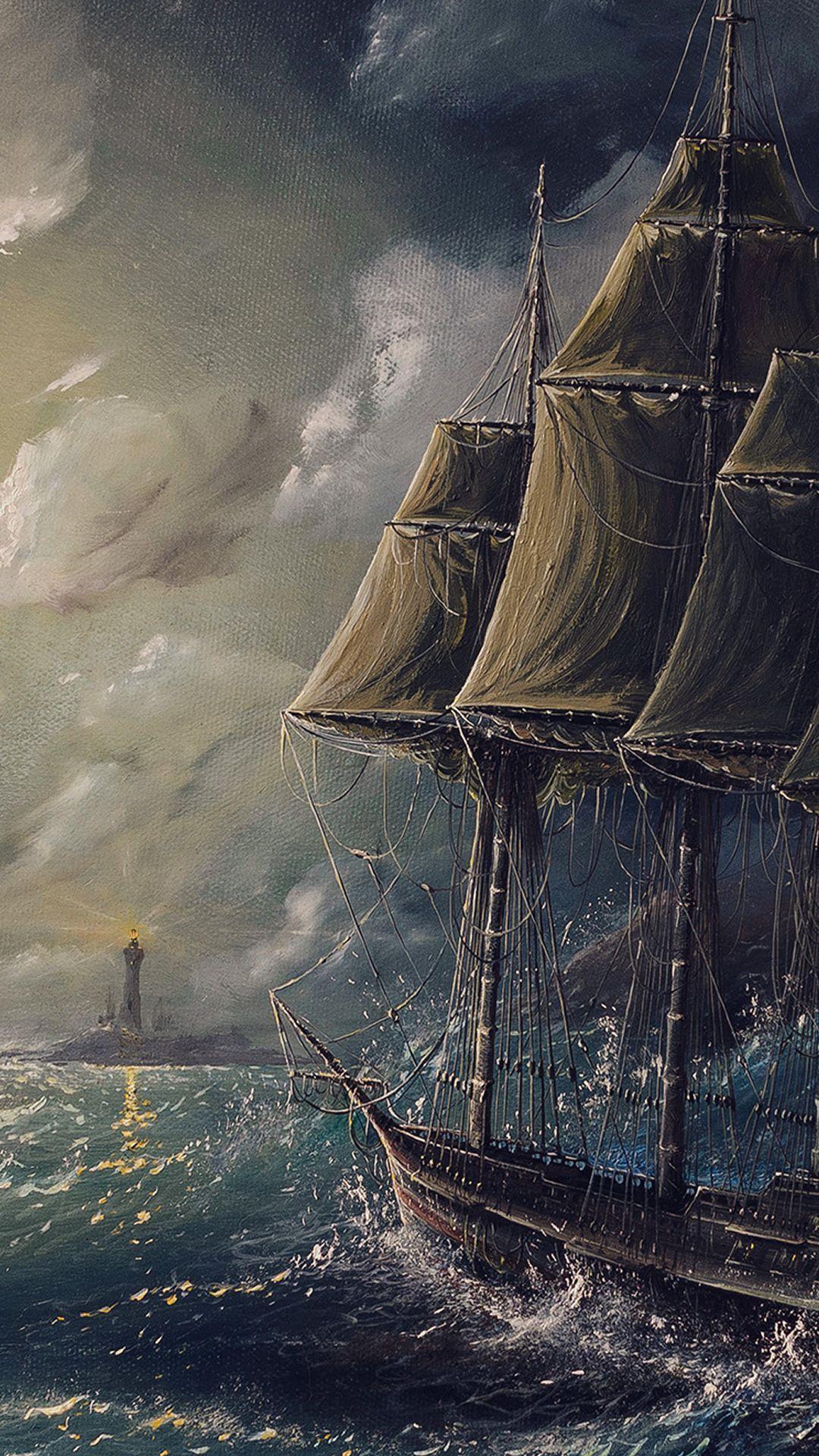 1080x1920 Painting Sea Wave Boat Illust Art IPhone 6 Wallpaper Download. IPhone Wallpaper, IPad Wallpaper One Stop. IPhone Wallpaper Sea, Wave Boat, IPhone 5s Wallpaper