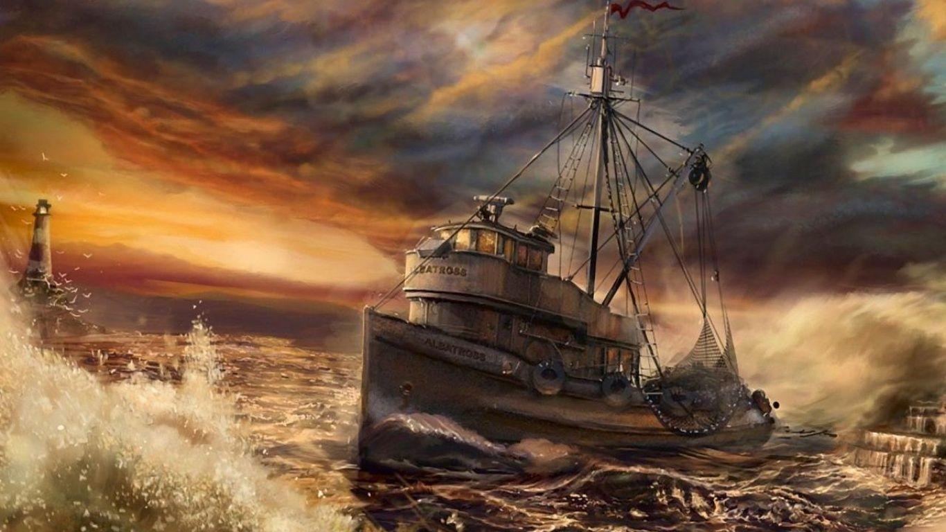 1366x768 fishing boat image fishing boat painting image fishing boat vintage 1292 - Fishing Boat HD Wallpaper