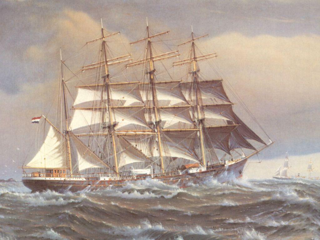 1024x768 Cornelis De Vries Boat Painting