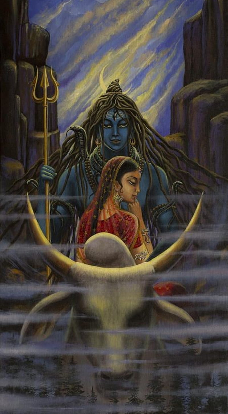 800x1452 Shiva parvathi, gods, hindu, HD phone wallpaper