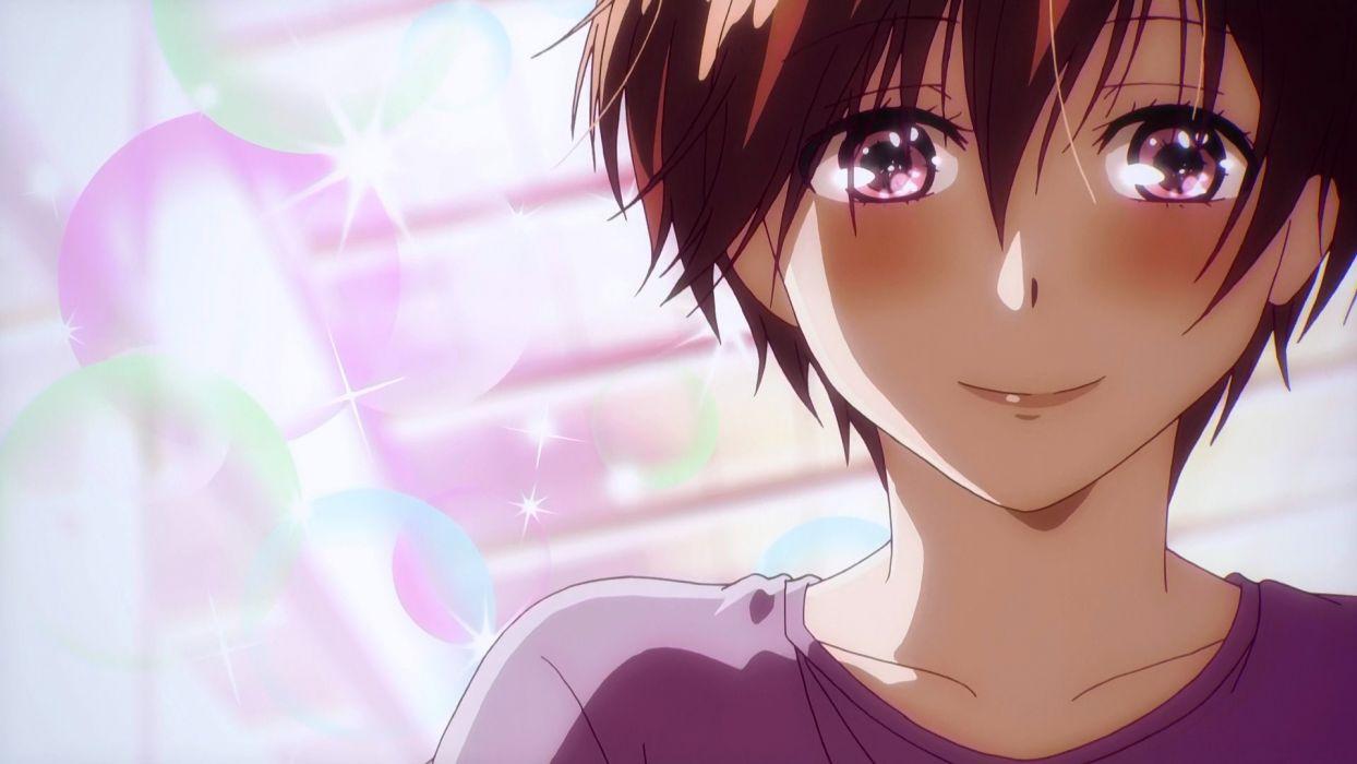1244x700 Kawai Ritsu Bokura wa Minna Kawaisou short hair brunette purple eyes smiling anime anime girls wallpaperx1080