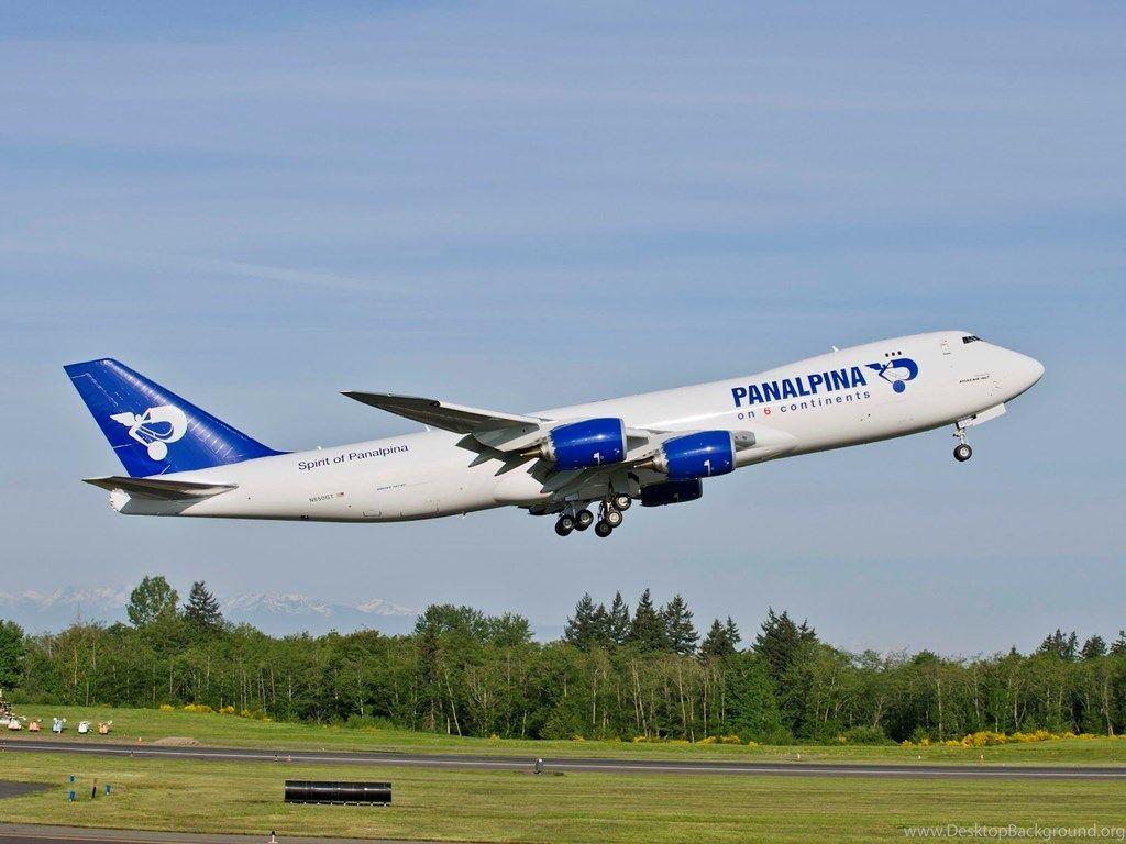 1024x768 Boeing 747 8 Of Panalpina Cargo Jumbo jet Aircraft Wallpaper Desktop Background