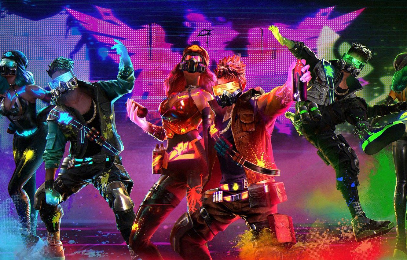1332x850 Wallpaper people, neon, Garena Free Fire image for desktop, section игры