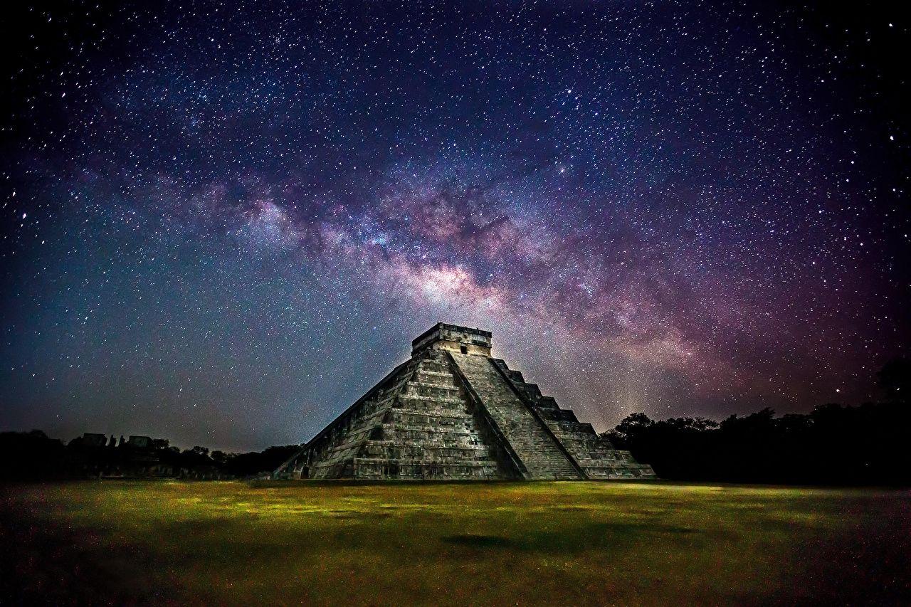 1280x853 image Stars Mexico Kukulkan Quetzalcoatl Nature Sky Pyramid Night