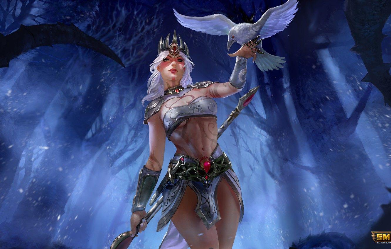 1332x850 Wallpaper girl, MAG, Raven, Morrigan, moba, Smite, Pale Raven image for desktop, section фантастика