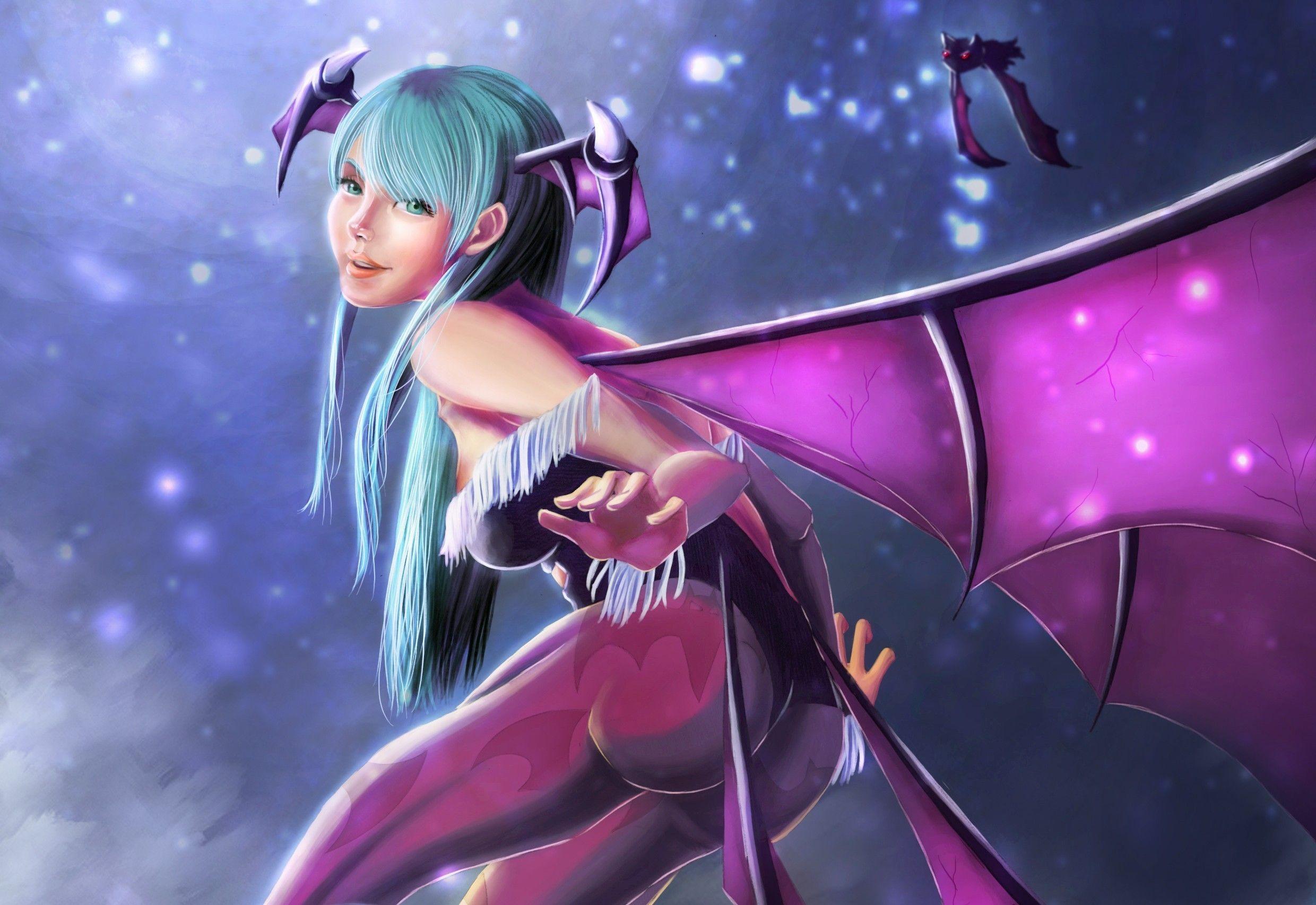 2480x1705 High resolution wallpaper of Morrigan, wallpaper of art, demon wings