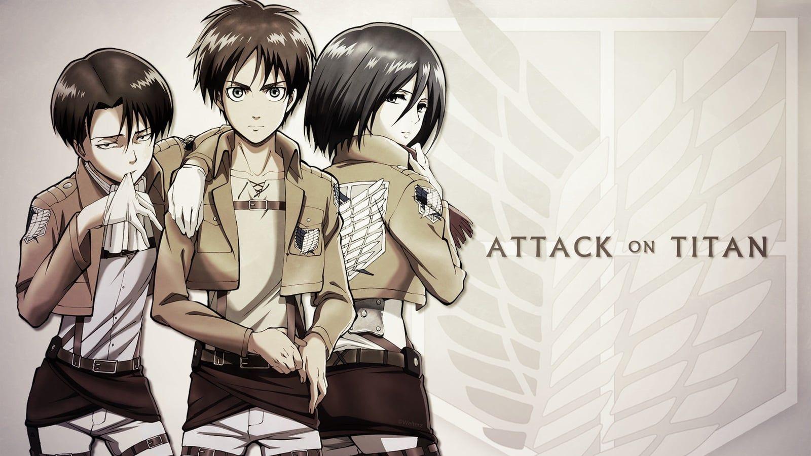 1600x900 Attack on Titan Eren Levi Mikasa - Tải xuống HD Attack on Titan Eren