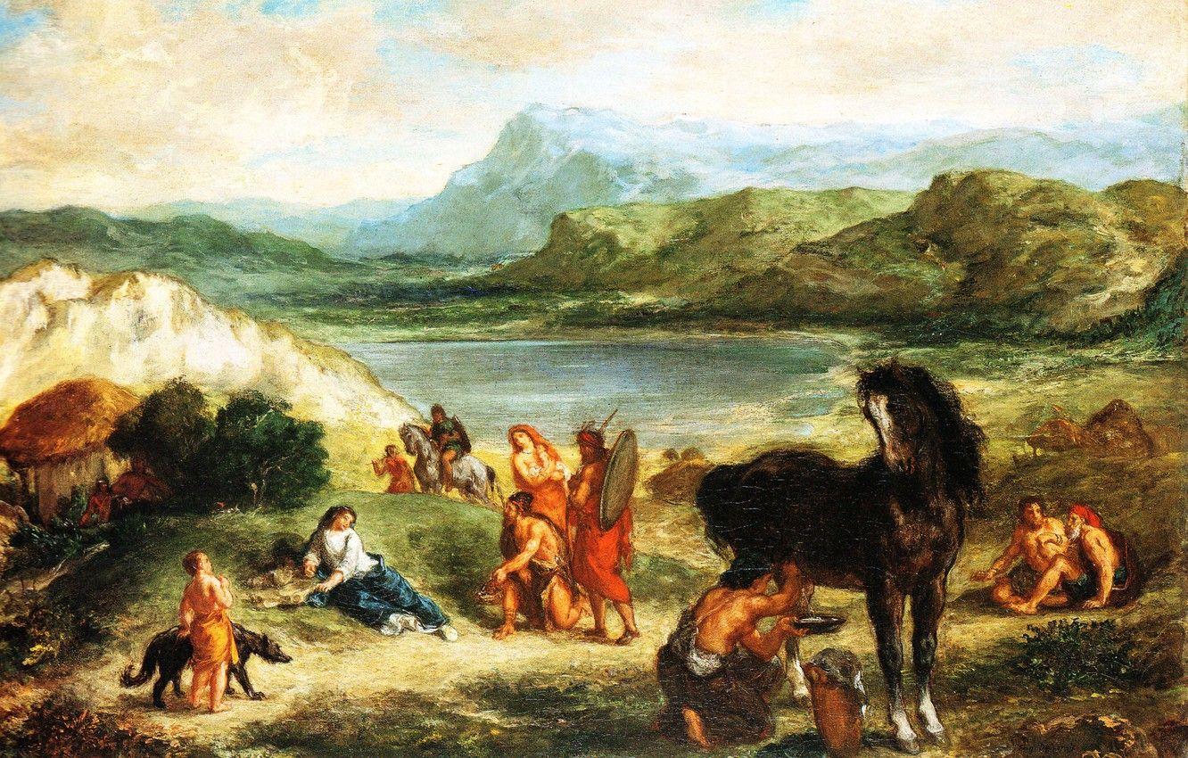 1332x850 Wallpaper picture, mythology, Eugene Delacroix, Avidity among the Scythians, Eugene Delacroix image for desktop, section живопись