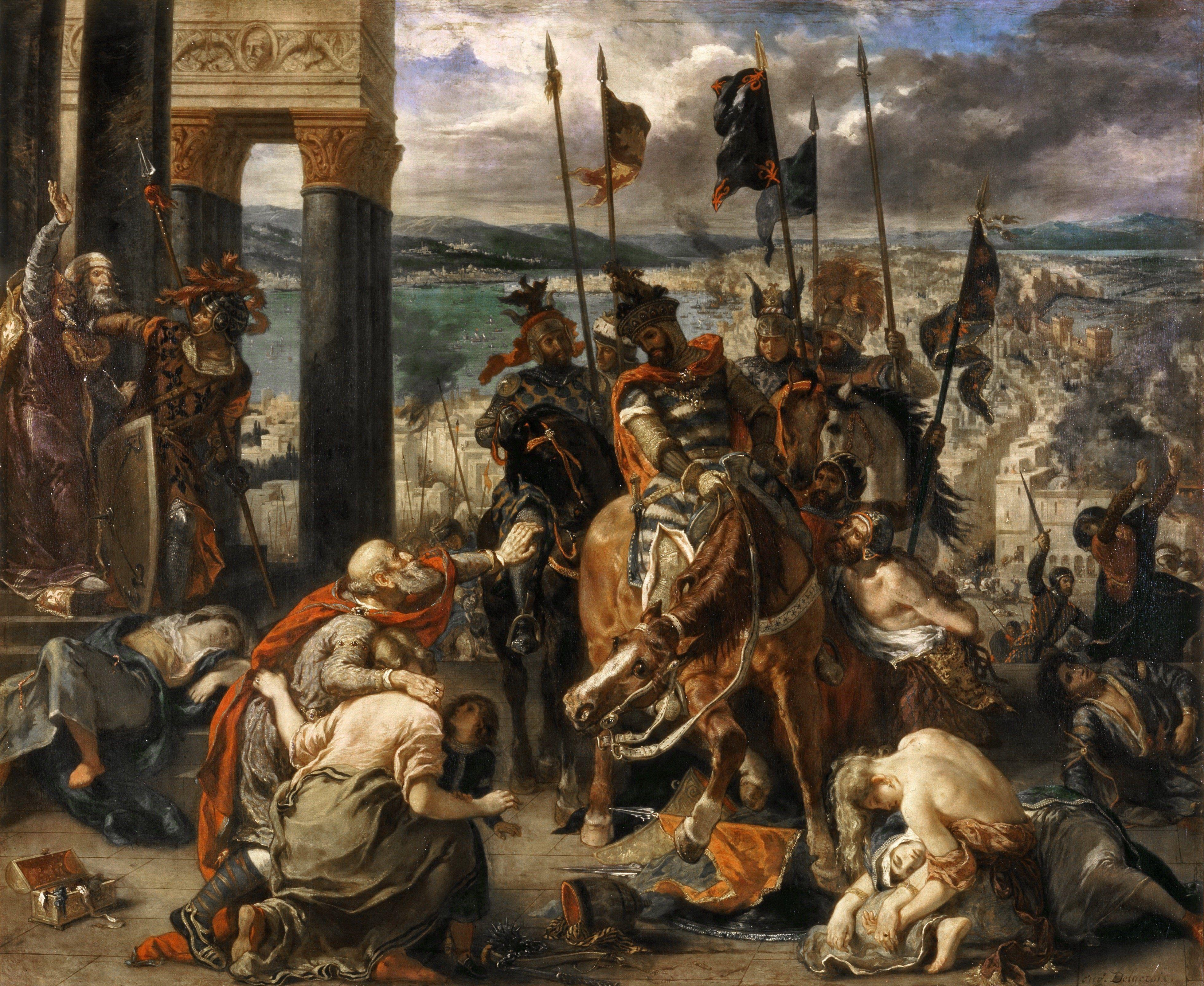 3920x3210 Eugene Delacroix Capture of Constantinople by the Crusaders painting warrior art wallpaperx3210