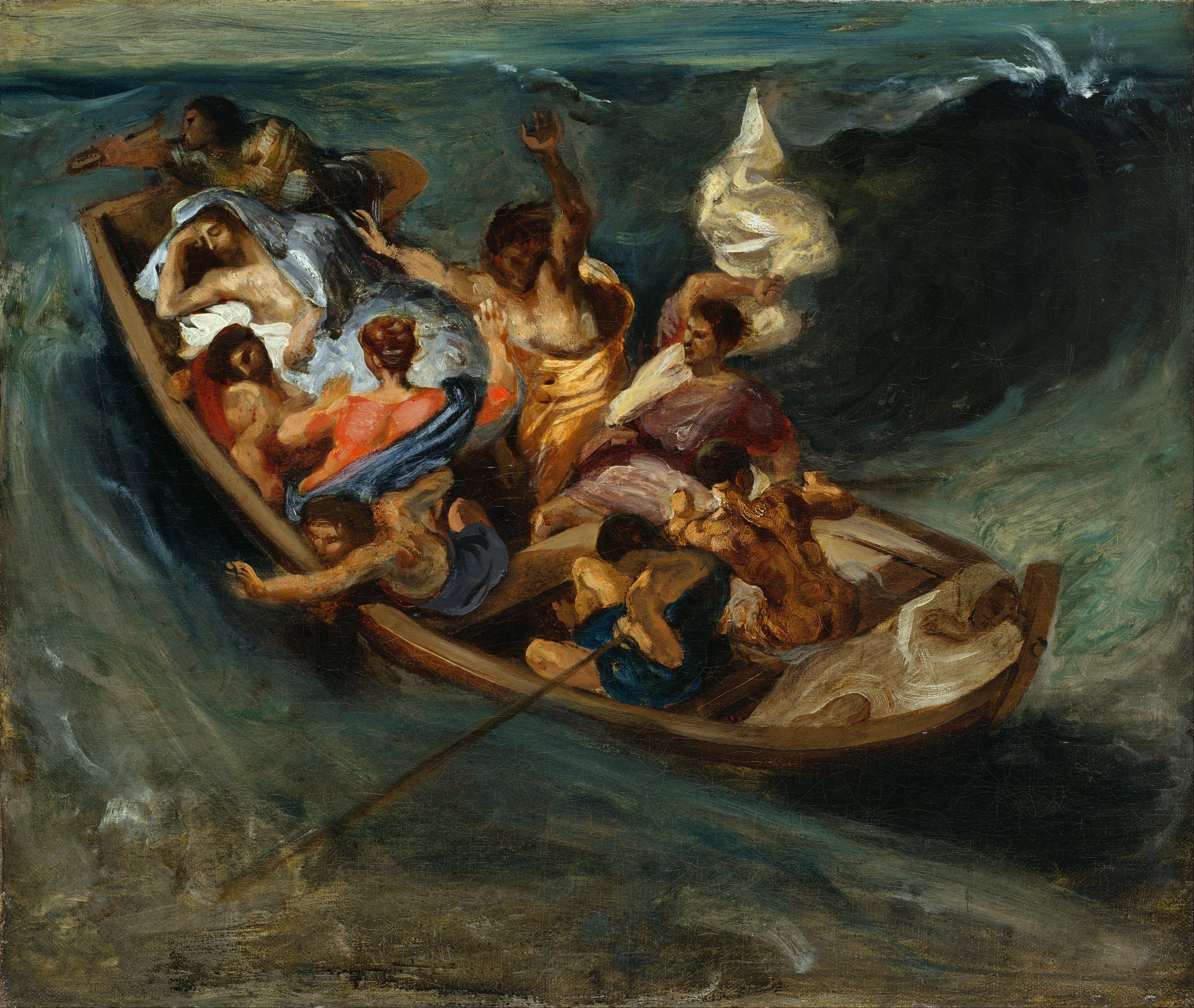 4001x3377 Image Eugene Delacroix, Christ on the Sea of Galilee Boats 4001x3377
