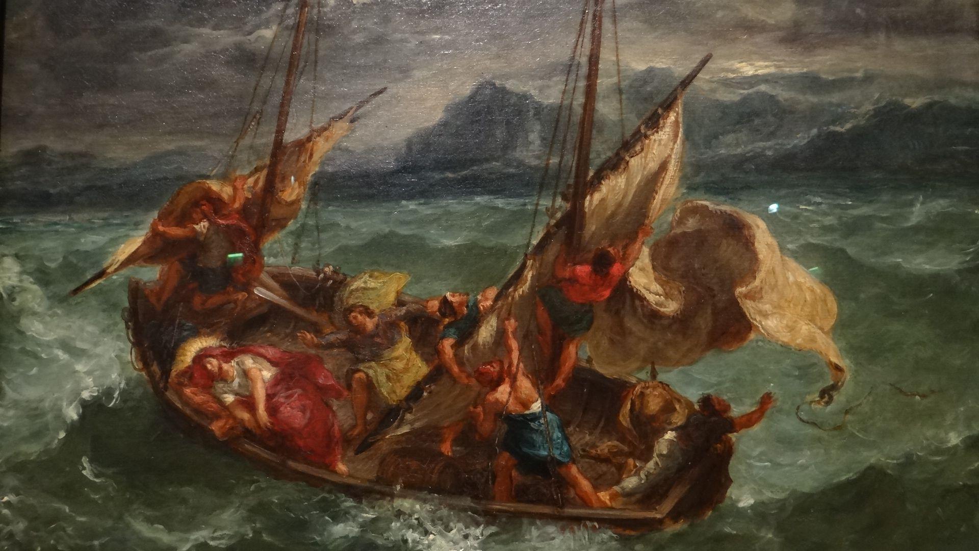 1920x1080 Le Christ sur le lac de Génésareth, huile sur toile, Eugène Delacroix