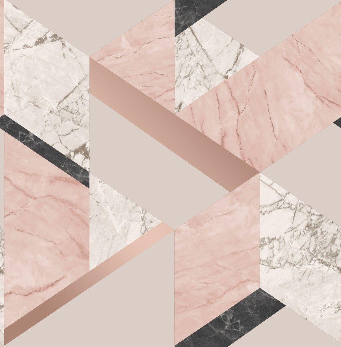 1105x1125 Rose Gold Marblesque Geometric Marble Wallpaper FD42303