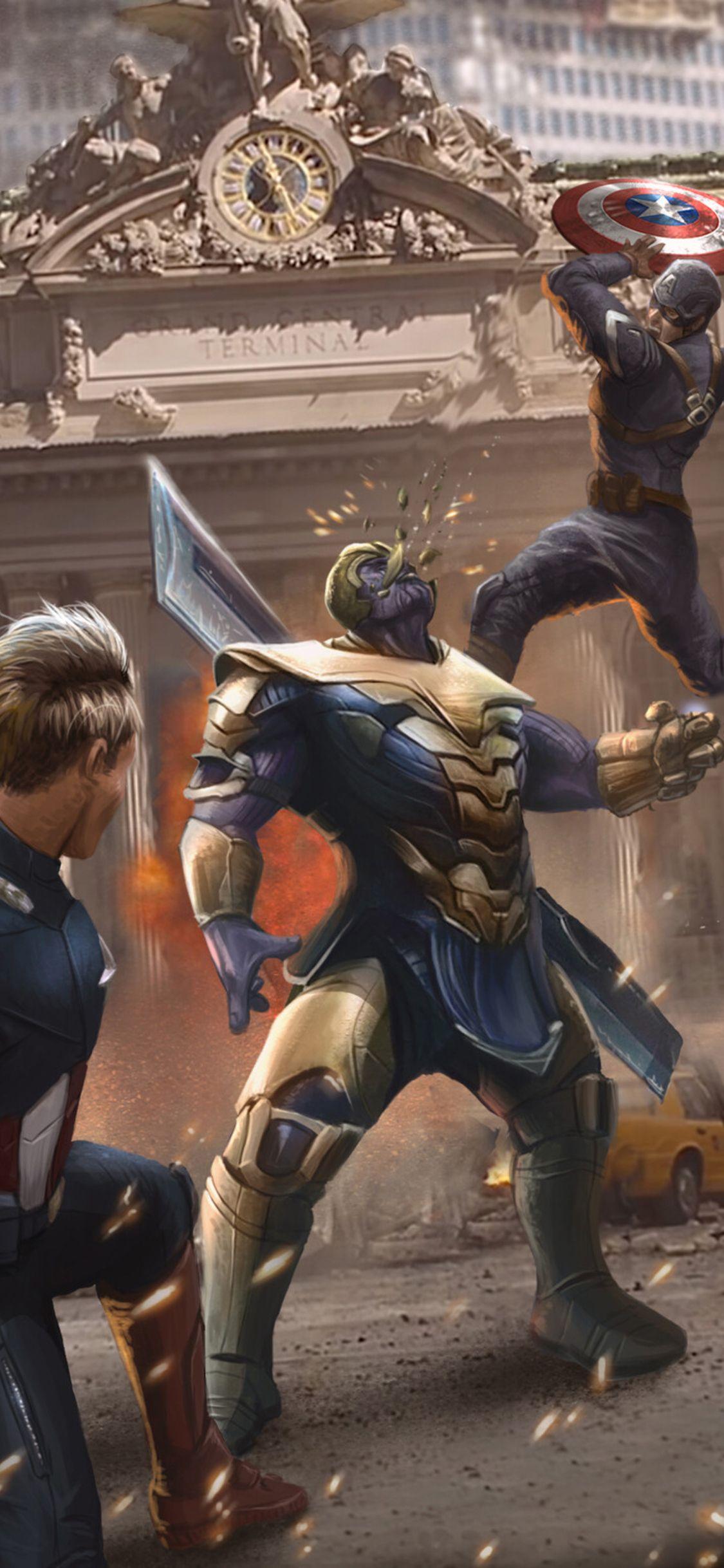 1125x2436 Time Travel Captain Americas Vs Thanos iPhone XS, iPhone iPhone X HD 4k Wallpaper, Image, Background, Photo and Picture
