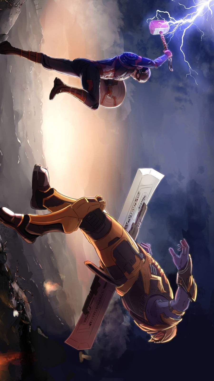 900x1600 Captain America Mjolnir Vs Thanos IPhone Wallpaper Wallpaper. Marvel, Marvel Thor, Marvel Background