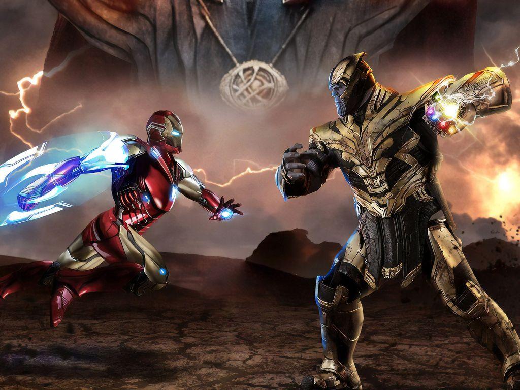 1024x768 Iron Man Vs Thanos Endgame Wallpaper