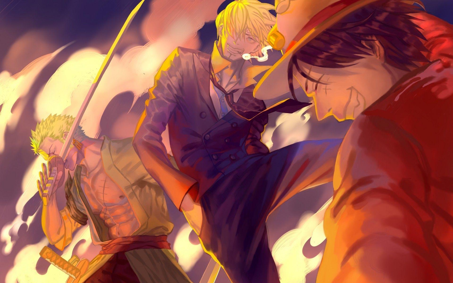 1920x1200 Download 1920x1200 One Piece, Roronoa Zoro, Monkey D. Luffy, Sanji, Nakama Wallpaper for MacBook Pro 17 inch