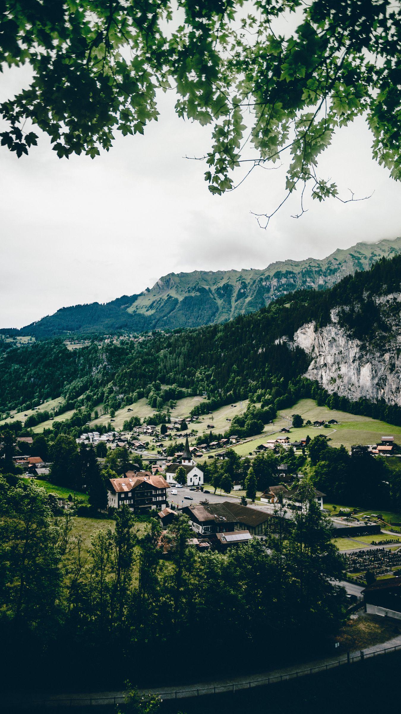 1350x2400 Download wallpaper 1350x2400 village, mountains, view from above, lauterbrunnen, switzerland iphone 8+/7+/6s+/for parallax HD background