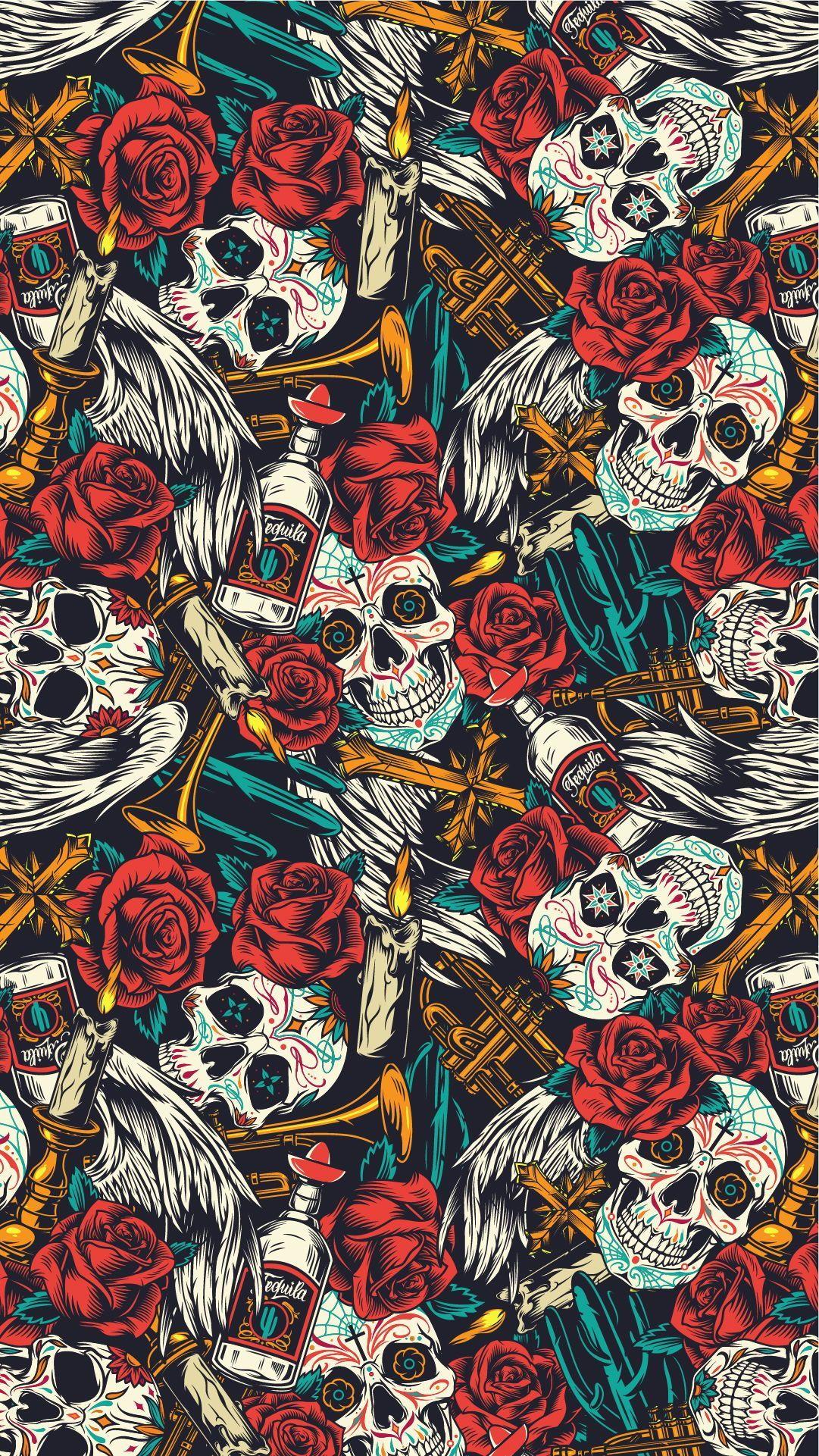 1081x1921 Day Of The Dead Apparel designs. Graffiti wallpaper, Warriors wallpaper, Skull wallpaper