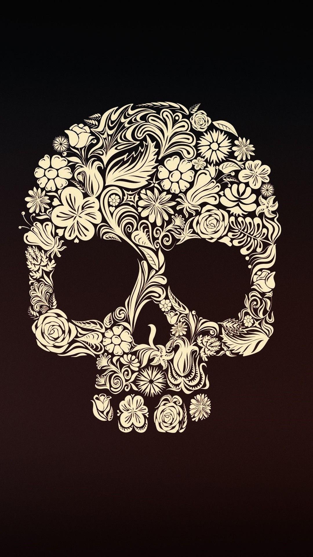 1080x1920 Wallpaper Skull, flowers, art picture 3840x2160 UHD 4K Picture, Image