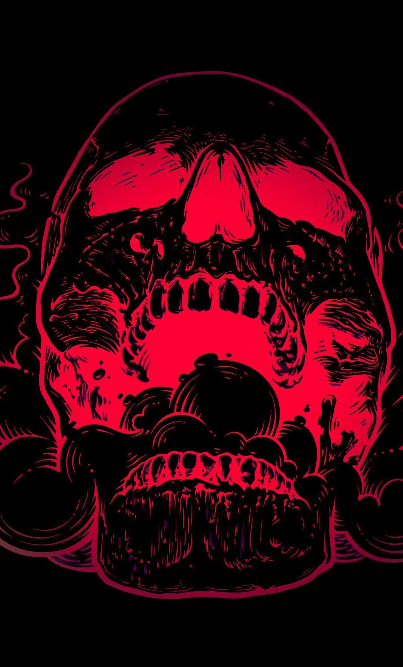 1280x2120 Red Skull Flowers Black Background 4k iPhone HD 4k Wallpaper, Image, Background, Photo and Picture