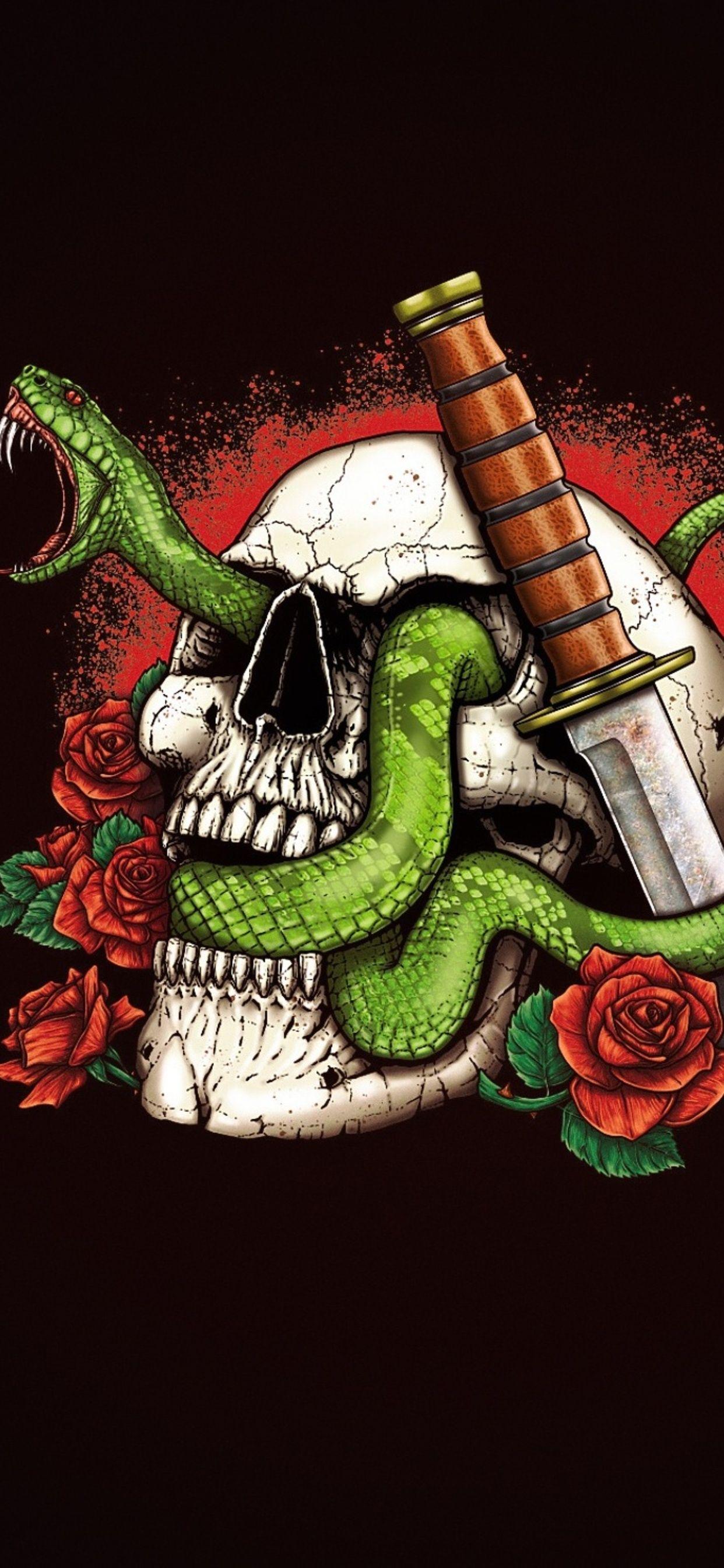 1242x2688 Skull And Snakes iPhone XS MAX HD 4k Wallpaper, Image, Background, Photo and Picture