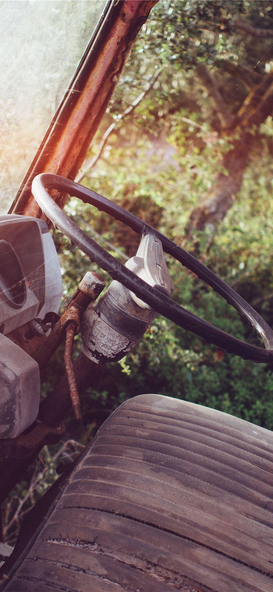 1125x2436 Old Car Forest Vintage Flare Nature Carl Kadysz