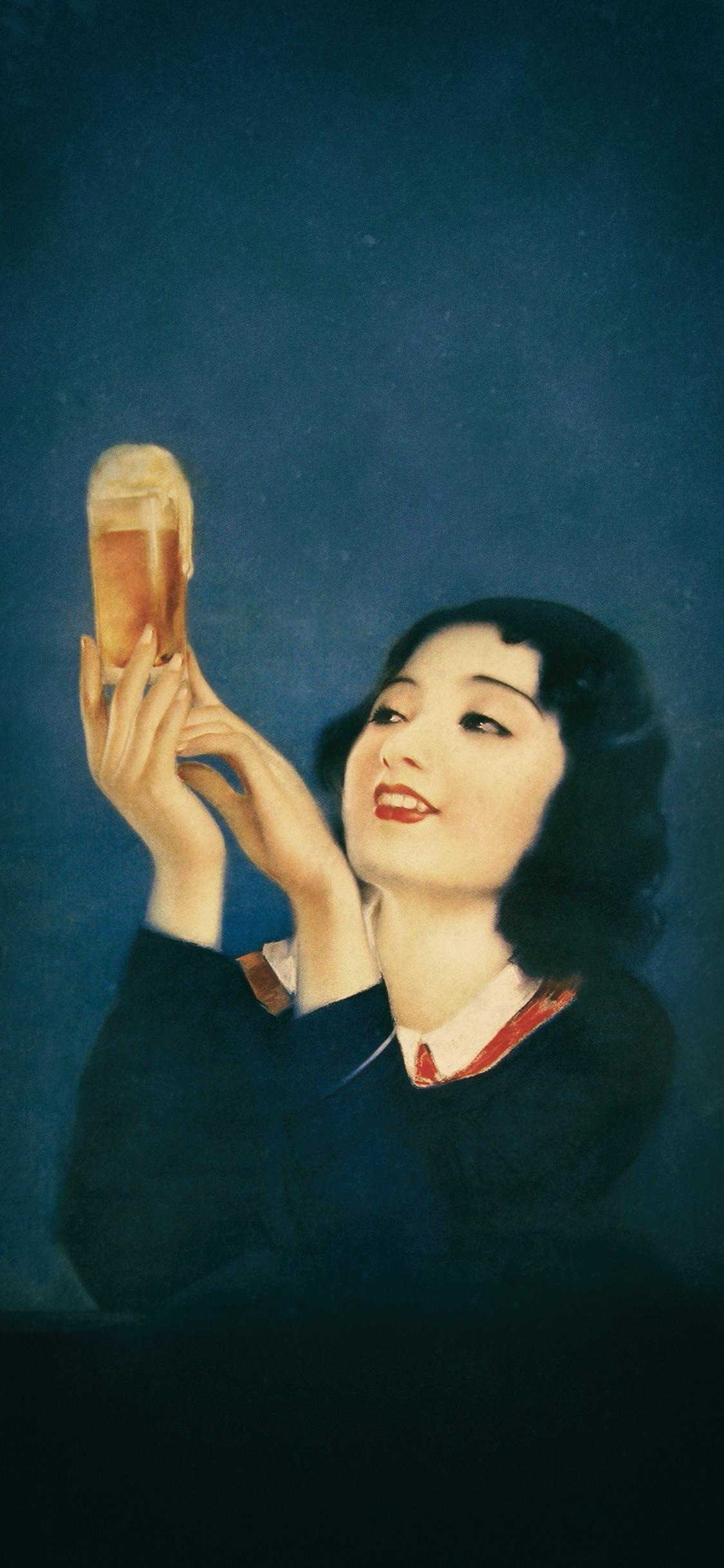 1125x2436 Japanese Vintage Beer Ad