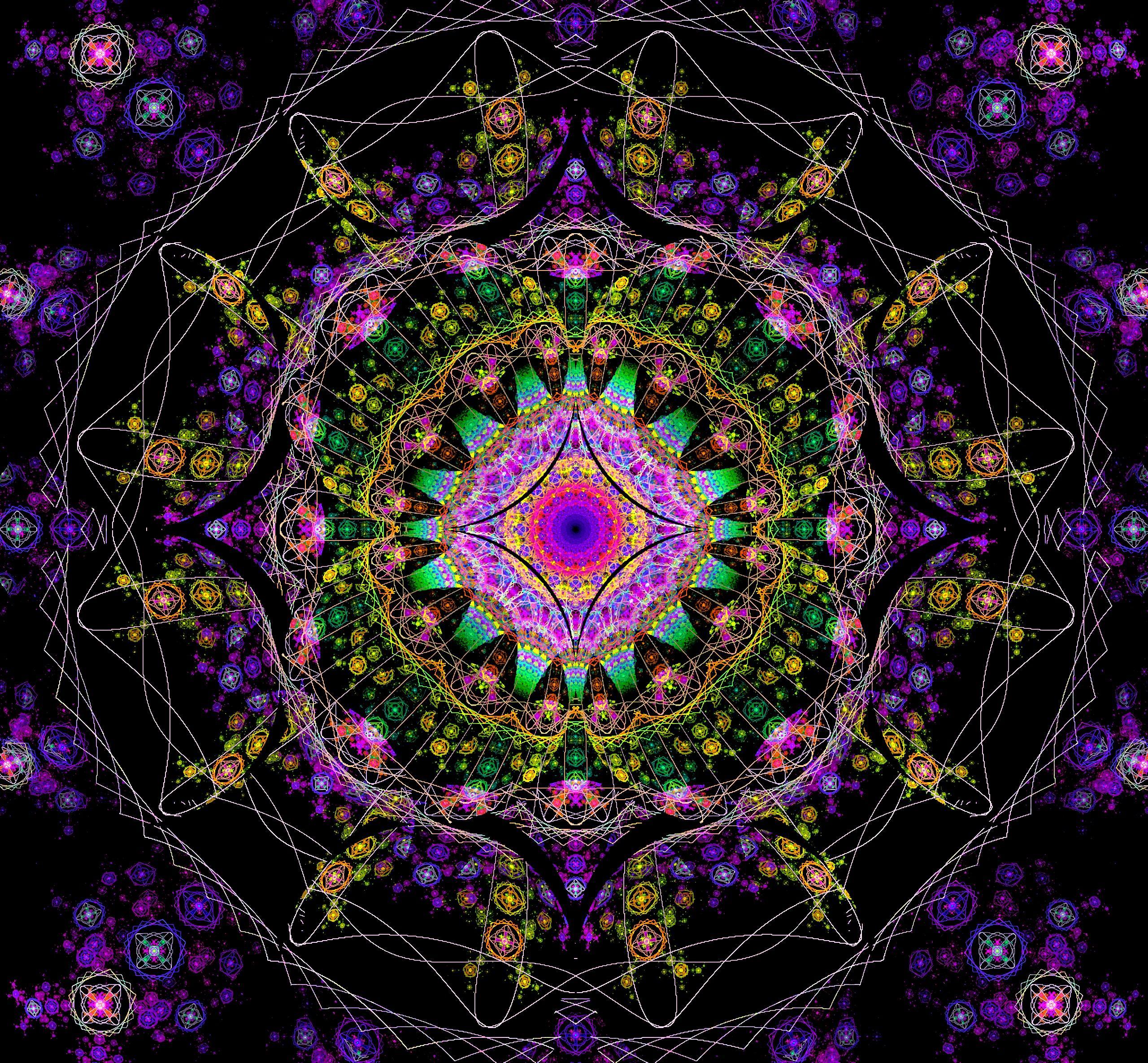 2560x2370 wallpaper fractal, mandala, colorful, ornament HD : Widescreen : High Definition