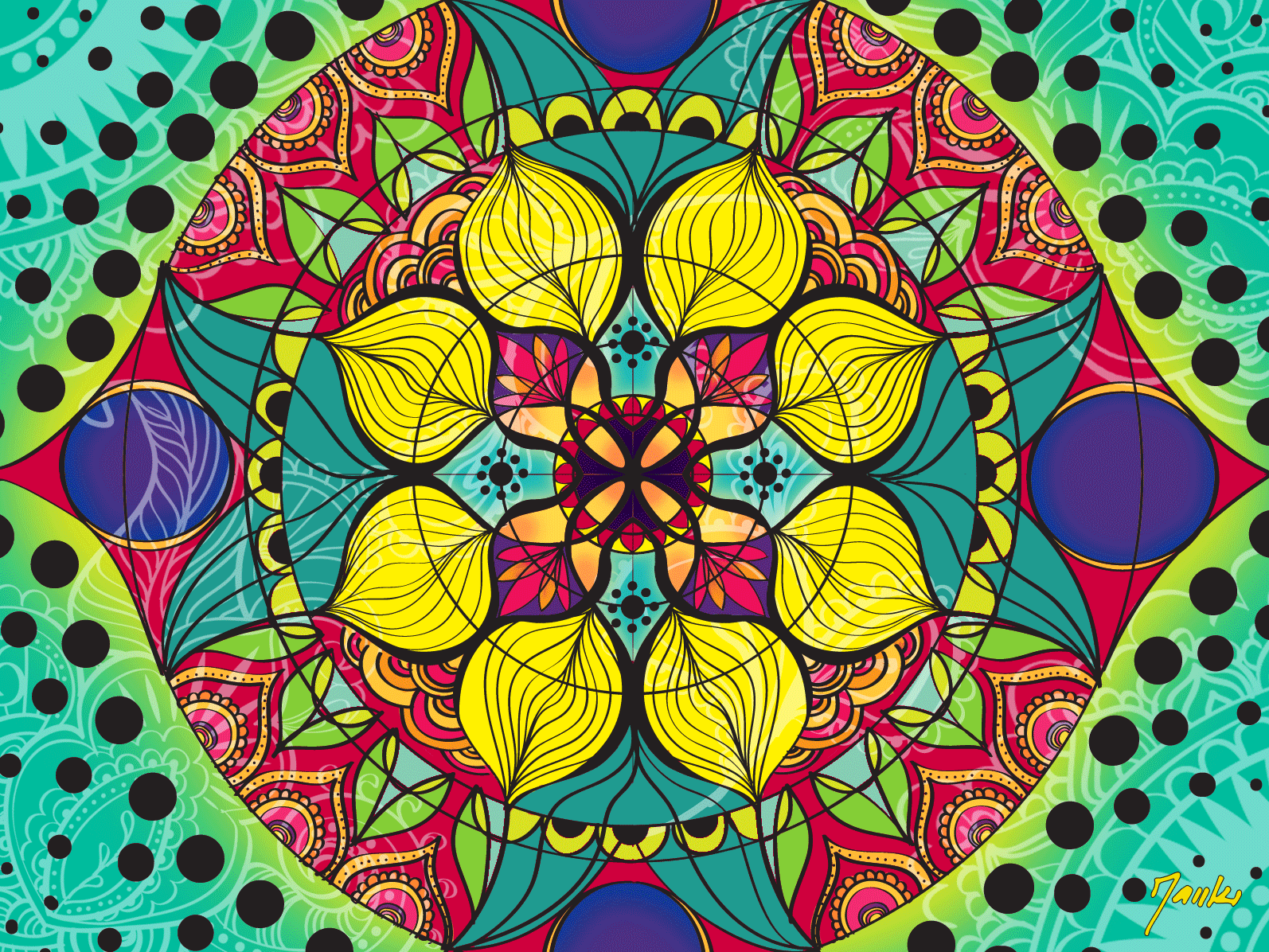 1594x1196 Buddhist Mandala Wallpaper