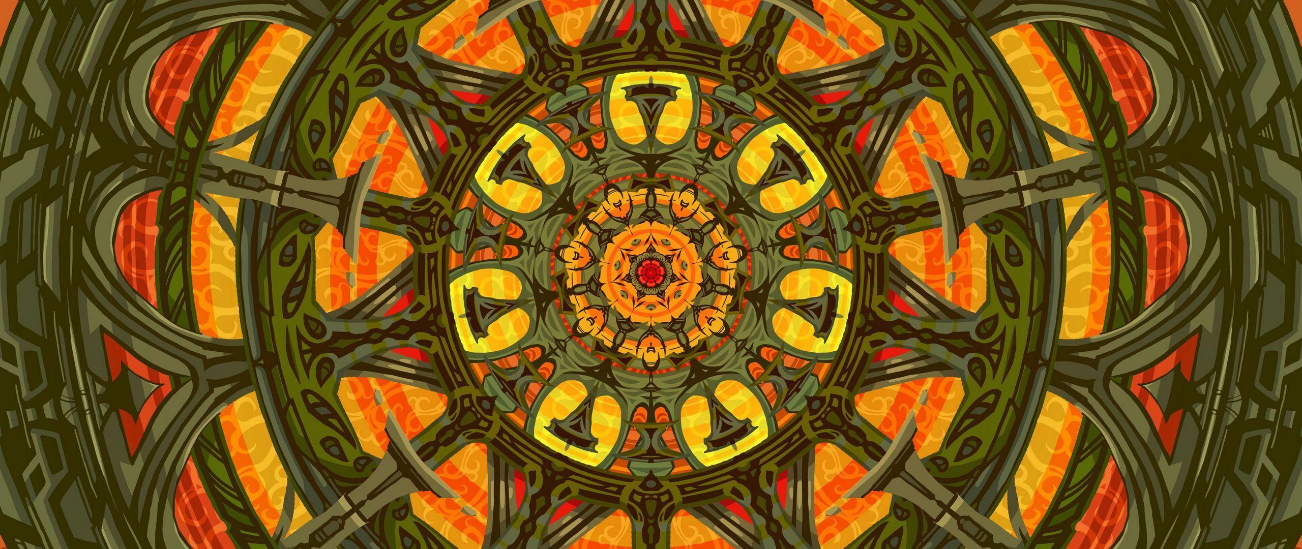 2560x1080 Download wallpaper 2560x1080 mandala, pattern, abstraction, colorful, tangled dual wide 1080p HD background