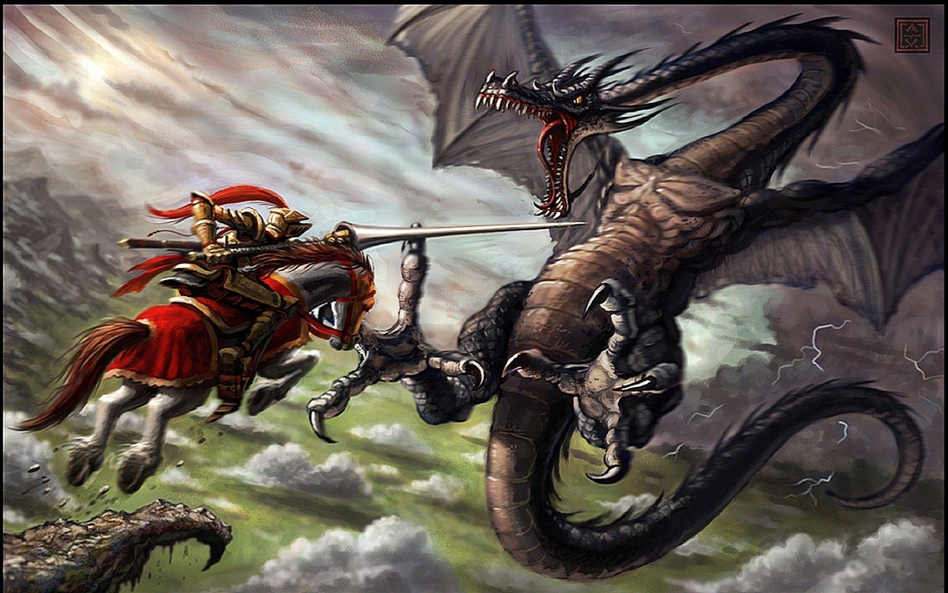 1920x1200 Fantasy art warriors knight weapons spear lance horse battles war