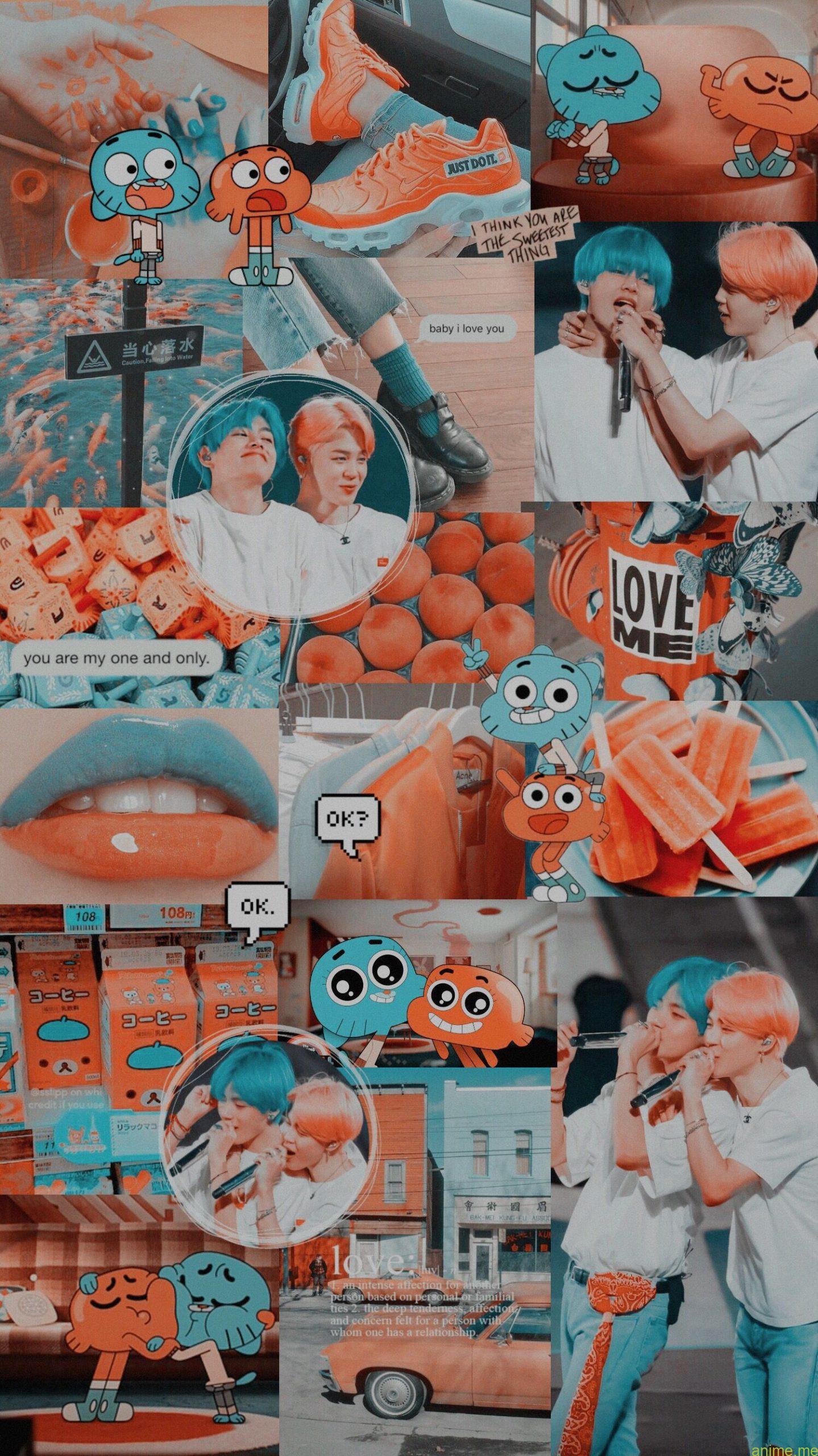 1439x2560 vmin Jimin taehyung v wallpaper bts lockscreen darwin gumball aesthetic blue ora