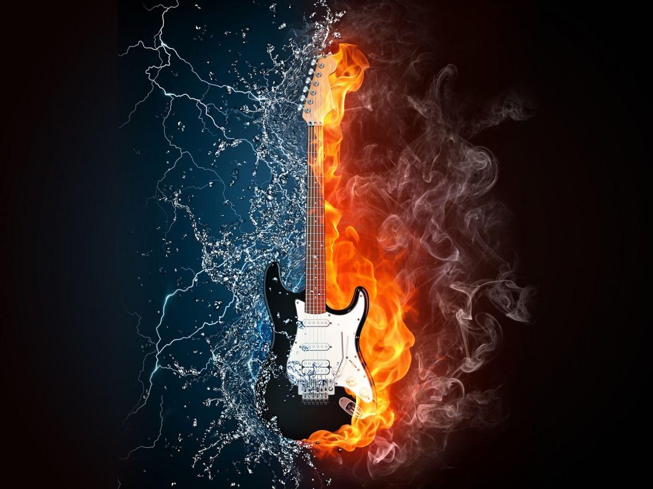 1280x960 guitar on fire. Description: The Wallpaper above is Fire Water Guitar Wallpaper in. Music wallpaper, Water illustration, Guitar image