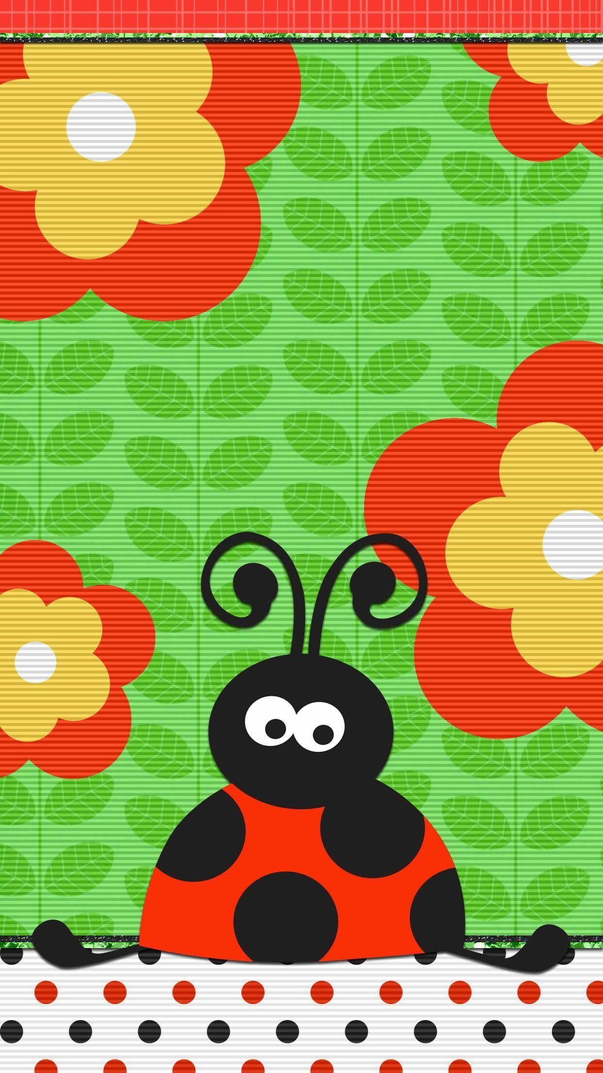 cute ladybug cartoon wallpaper