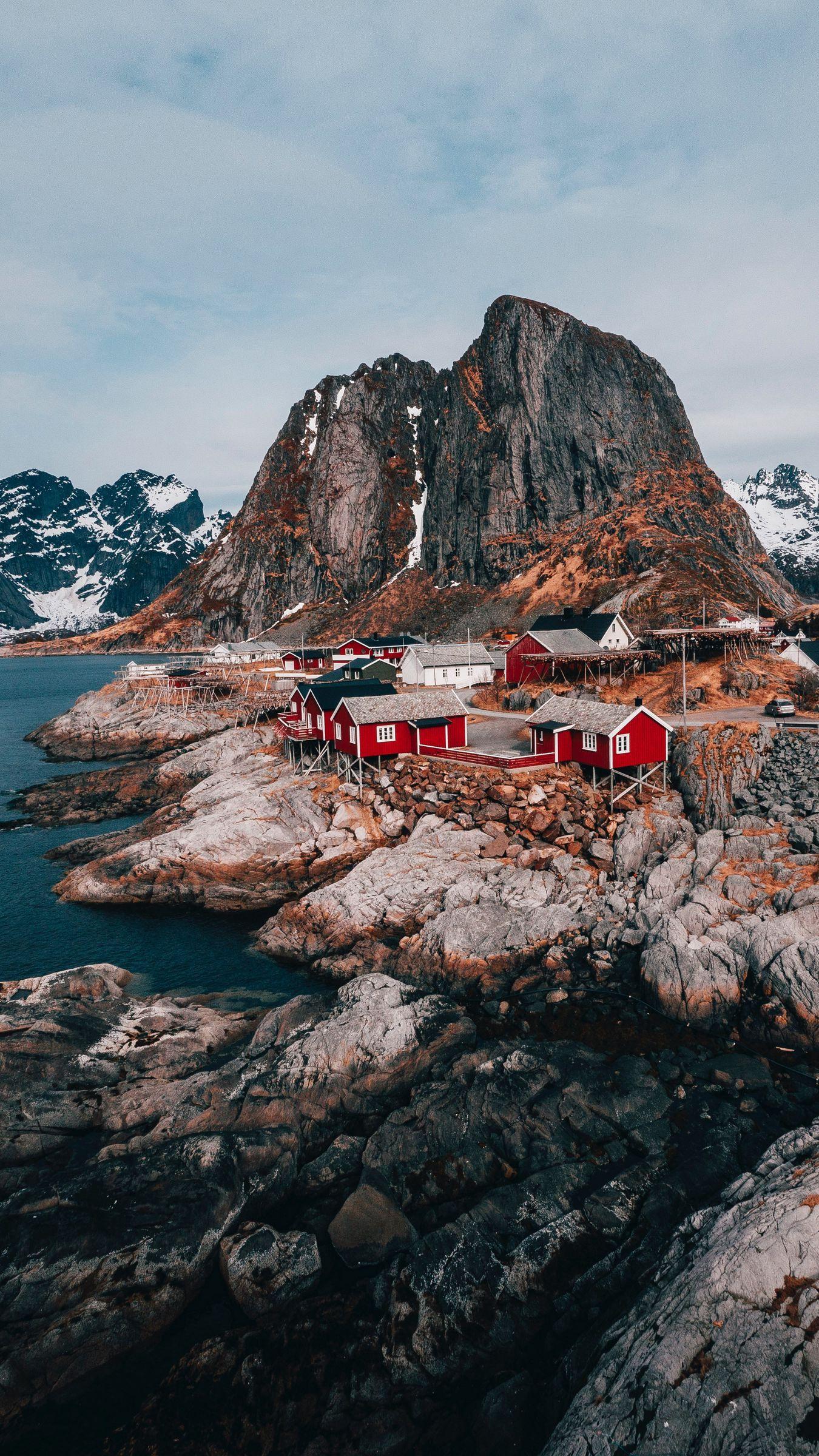 1350x2400 Download wallpaper 1350x2400 buildings, mountains, rest, travel, rocks, lofoten islands, svolvaer, norway iphone 8+/7+/6s+/for parallax HD background
