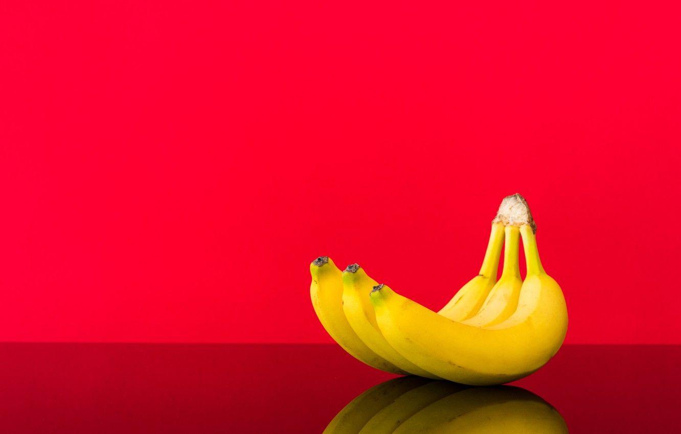 1332x850 Wallpaper bananas, fruit, red background image for desktop, section еда