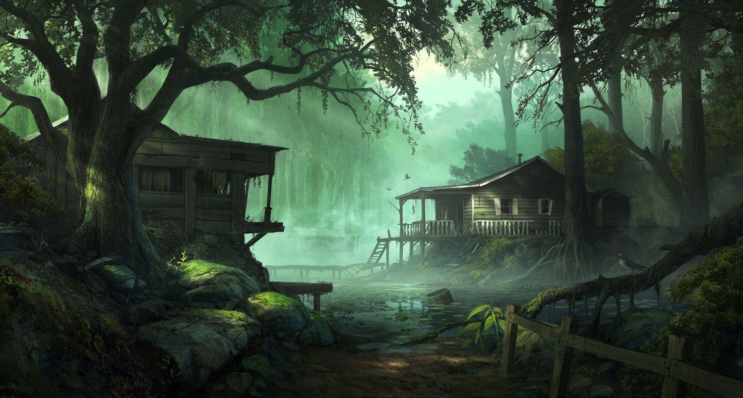 1498x804 Swamp Fever Paintings, Fantasy, Scenery LandscapesCoolvibe