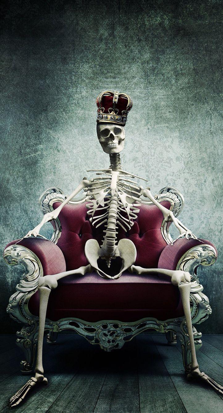 722x1334 Skeleton crown iPhone wallpaper. Iskelet, Kafatasları, Resim