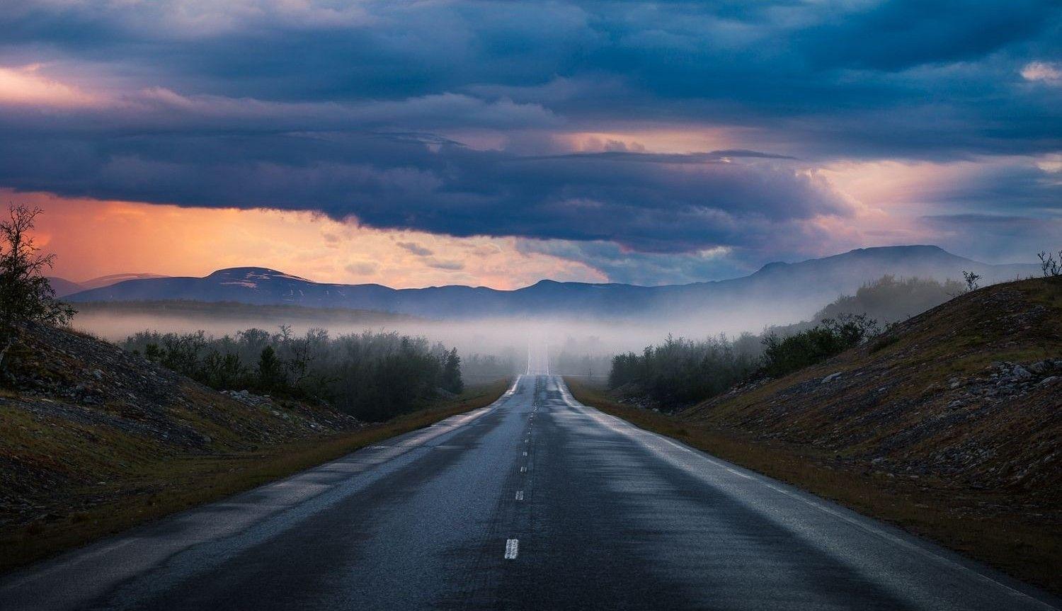 1500x863 #clouds, #mist, #mountains, #landscape, #nature, #road, #summer, # asphalt, #sky, #photography, #trees, #Finland, #sunset, wallpaper. Mocah.org HD Desktop Wallpaper