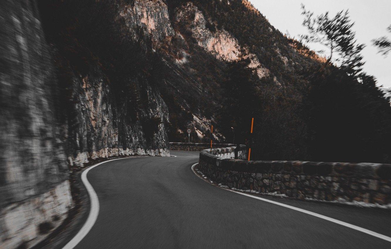 1332x850 Wallpaper Road, Italy, Nature, Sunset, Sign, Mountain, Landscapes, Slope, Blur, Dusk, Asphalt, Turn, Blurry, Trentino, 4k Uhd Background, Time Lapse Photography Image For Desktop, Section пейзажи