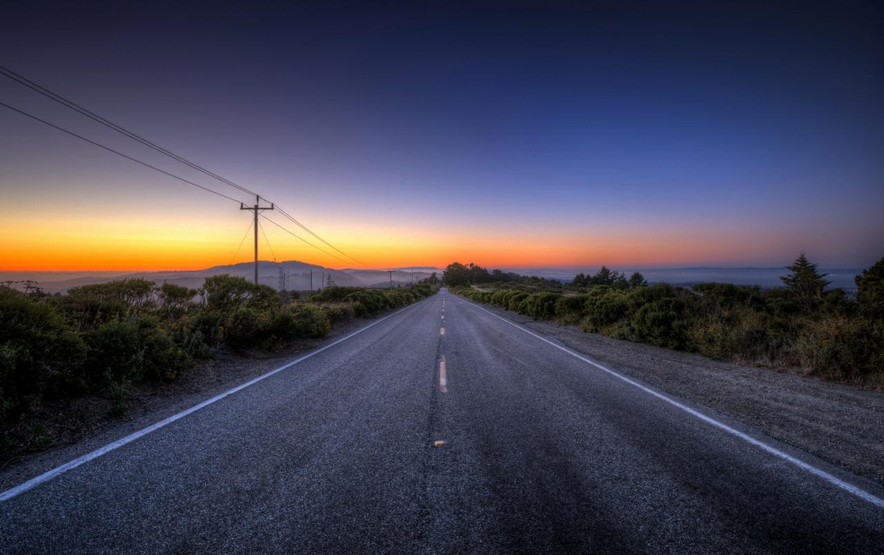 1280x804 Nature Road Sunset Wallpaper